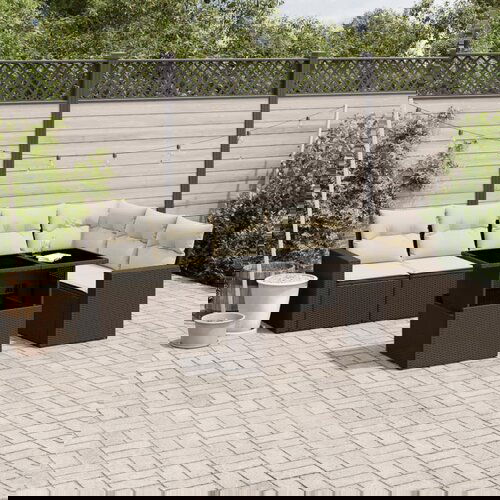  The Living Store Vrtna sedežna garnitura 7-delna z blazinami rjav poli ratan - Vrtna Sedežna Garniture, (21478004) Cene