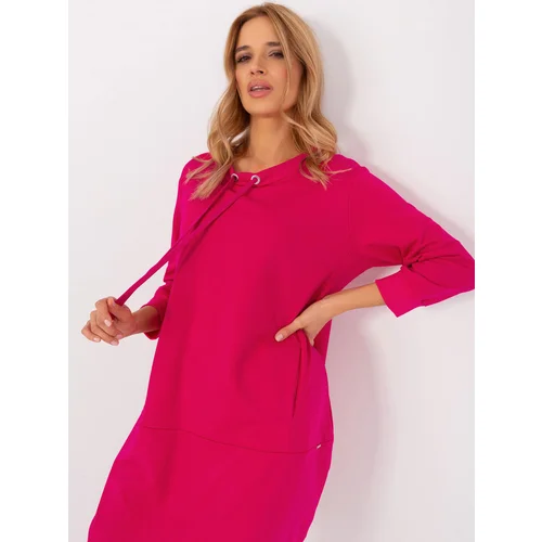 Fashion Hunters Sweatshirt dress made of fuchsia cotton