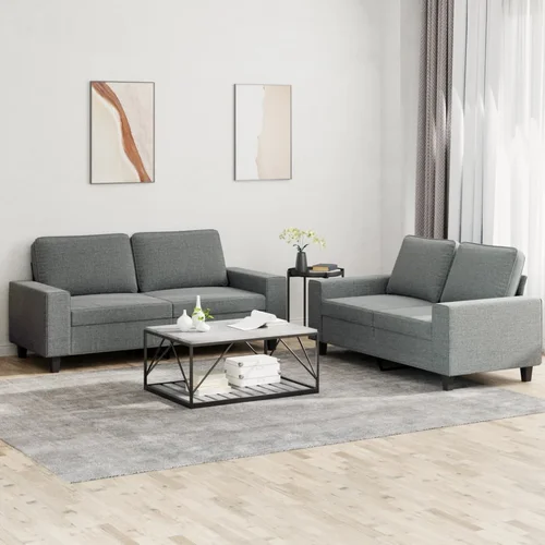 vidaXL 2-dijelni set sofa tamnosivi od tkanine