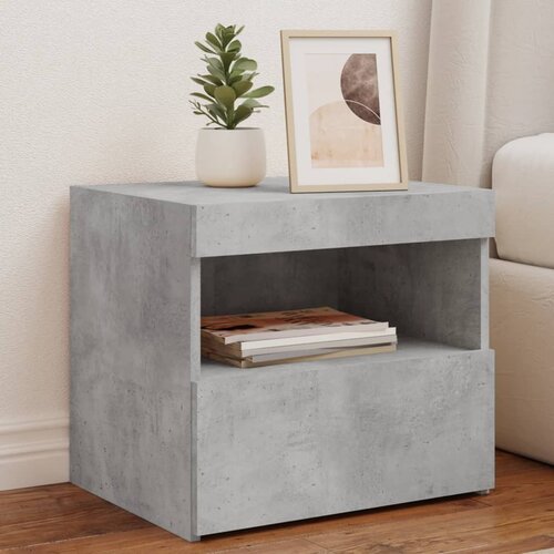  The Living Store Nočna omarica z LED lučkami betonsko siva 50x40x45 cm - Nočna Omarica, (21448582) Cene