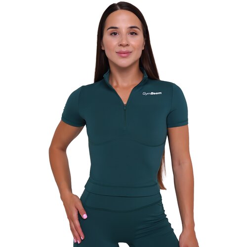 GymBeam Ženska majica Ignite Cropped Dark Green Slike