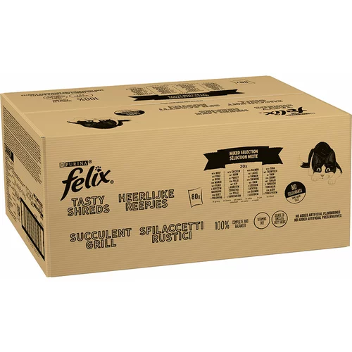 Felix Jumbo pakiranje "Tasty Shreds" vrečke 80 x 80 g - Mešan izbor