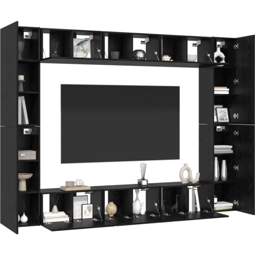  Komplet TV omaric 10 pcs Črni hrast Srednja 30.5 x 30 x 90 cm Slike