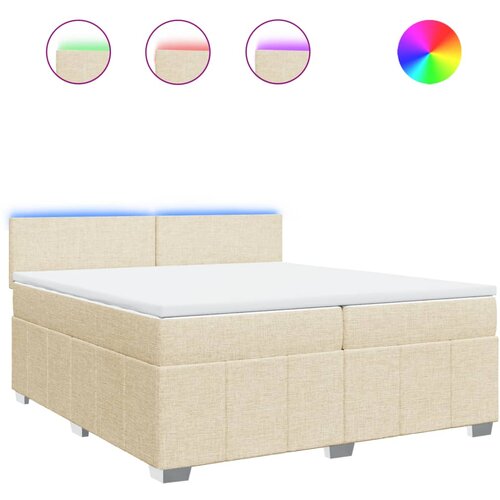 VidaXL Krevet s oprugama i madracem krem 200 x 200 cm od tkanine Slike