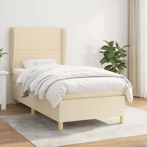  Box spring postelja z vzmetnico krem 80x200 cm blago, (20894308)