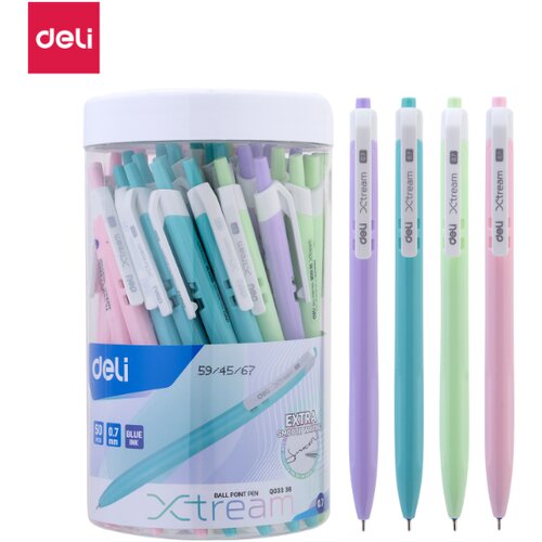 Deli Hemijske olovke Xtream EQ03336, 50 komada, Plavi ispis Cene
