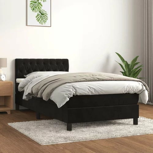 Box spring postelja z vzmetnico črna 90x200 cm žamet, (20791605)