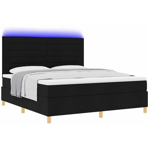  LED Box Spring Krevet s madracem Crna 180 x 200 cm tkanina Slike