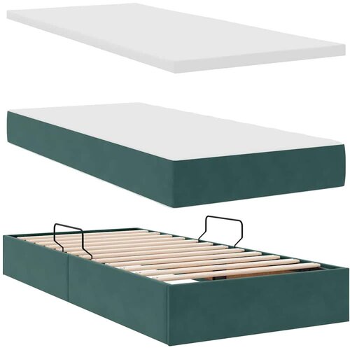 VidaXL Krevet s od storage s madracem Tamnozelena 200 x 200 cm Bar&amp;scaron;un Slike