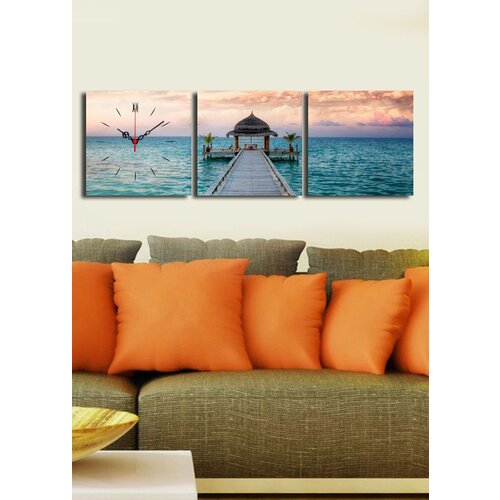  3P2828CS-8 multicolor decorative canvas wall clock (3 pieces) Slike