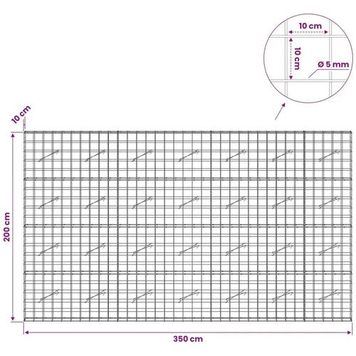  Gabion s žicom debljine 5 mm i mrežom 10x10 cm 350x10x200 cm - 10 cm 200 cm 350 cm Slike