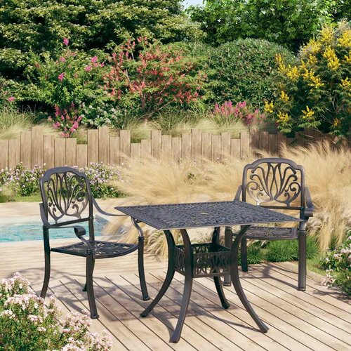  3-dijelni bistro set od lijevanog aluminija crni Cijene