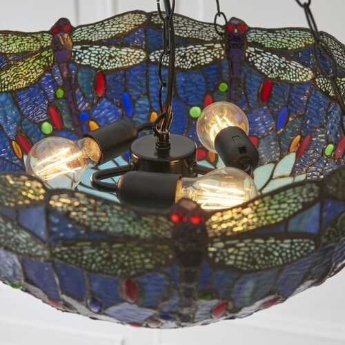 Endon 112250 - Luster na lancu Tiffany DRAGONFLY 3xE27/60W/230V prečnik 50 cm Slike