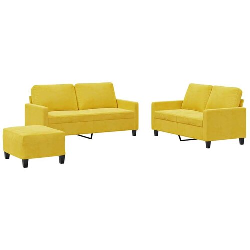  3-dijelni set sofa s jastucima žuti bar&amp;scaron;unasti Slike