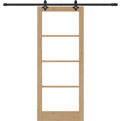 VidaXL Drsna vrata s kompletom strojne opreme 86x211 cm iz trdnega lesa bora Slike