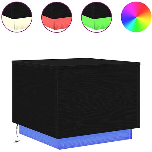  Klub stolić s LED svjetlima crni hrast 50x50x40 cm Slike