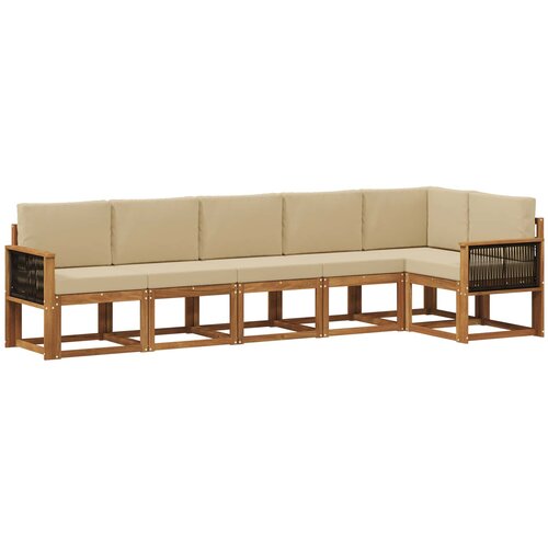 vidaXL Zunanja garnitura za sedenje 6 pcs Naravna in bež Poliester, (5000279532) Cene