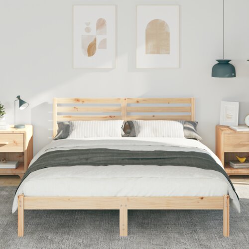 vidaXL Krevetna konstrukcija Smeđa 160 x 200 cm Čvrsta borova drva Cene