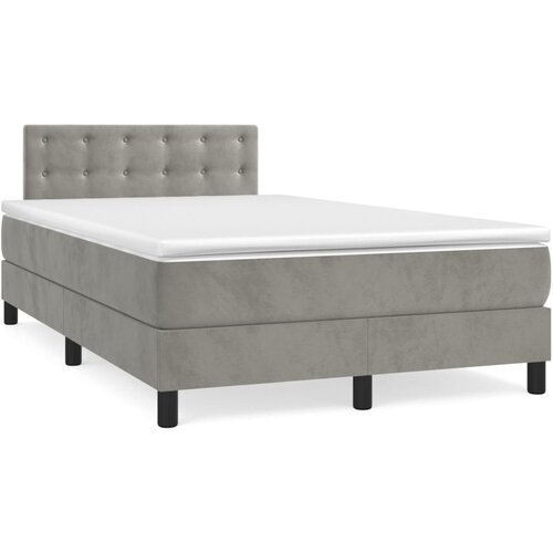 VidaXL Box spring postelja z vzmetnico svetlo siva 120x190 cm žamet Slike