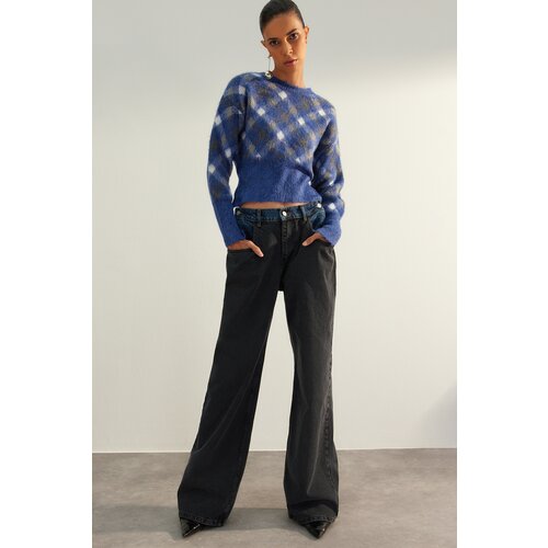 Trendyol Limited Edition Blue Soft Textured Patterned Knitwear Sweater Slike