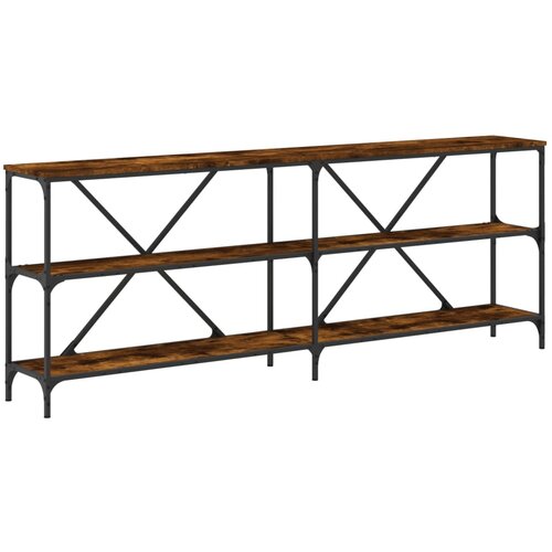 Maison Chic konzolna miza - miza ob steni dimljen hrast 200x30x75 cm inž. les in železo, (21786351) Slike
