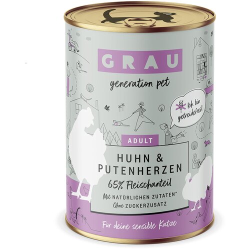 GRAU Schlemmert&amp;ouml;pfchen brez žit 6 x 400 g - Pi&amp;scaron;čanec &amp;amp; puranja srca Slike