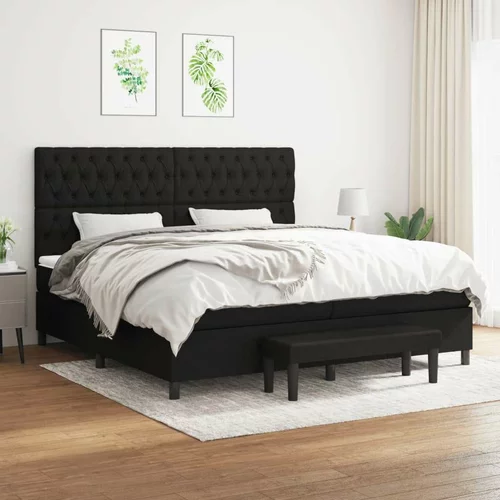  Box spring postelja z vzmetnico črn 200x200 cm blago, (20761128)