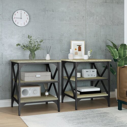 vidaXL Stranska mizica 2 kosa sonoma hrast 40x42x50 cm inženirski les Cene