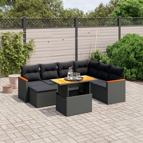 vidaXL 8-dijelni set vrtnih sofa od poliratana s jastucima crni Cijene