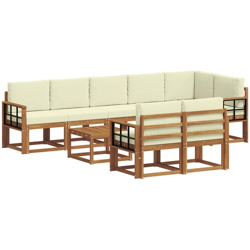  Set vanjskih sofa 9 kom. Prirodna i krem Slike