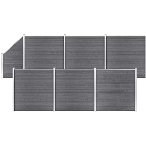  Set WPC ograda 6 kvadratnih + 1 kosa 1138 x 186 cm sivi
