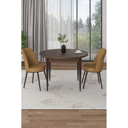 Hanah home trpezarijski set Tor, sto i 2 stolice, ploča u dekoru drveta Baroque, kapućino tkanina Babyface Cene
