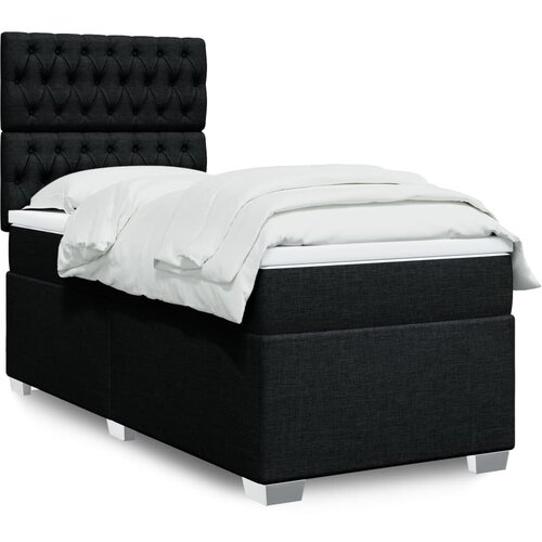 vidaXL Box spring postelja z vzmetnico črn 90x190 cm blago Cene