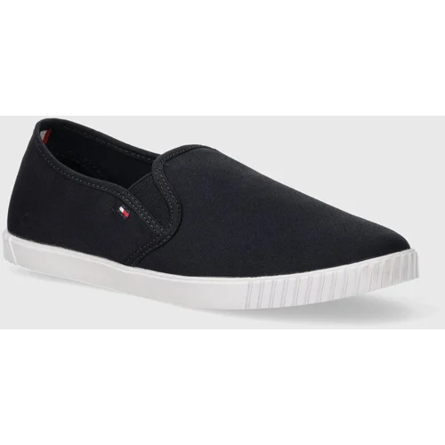 Tommy Hilfiger Teniske CANVAS SLIP-ON SNEAKER ženske, mornarsko modra barva, FW0FW07806