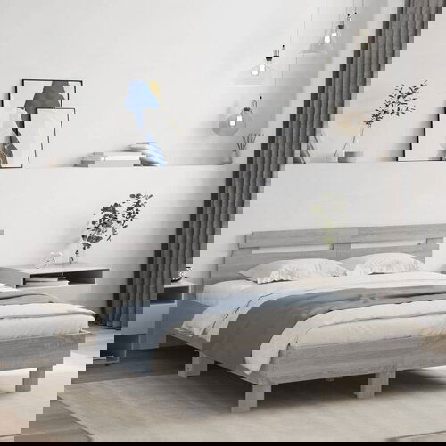 Furnova Posteljni okvir z vzglavjem in LED siva sonoma 120x200 cm, (21934126) Slike
