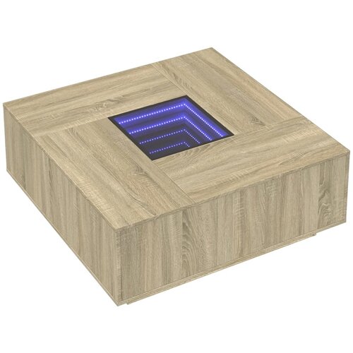  Stolić s beskonačnim LED svjetlima boja hrasta 100x100x40 cm Slike