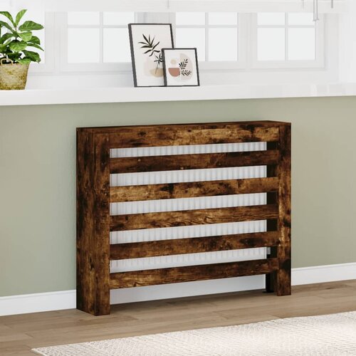 vidaXL Pokrov za radiator dimljen hrast 104x20x82 cm inženirski les Cene