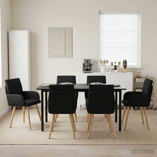  Trpezarijske stolice 6 pcs Tkanina Crna 60 x 56 x 96 cm Cene