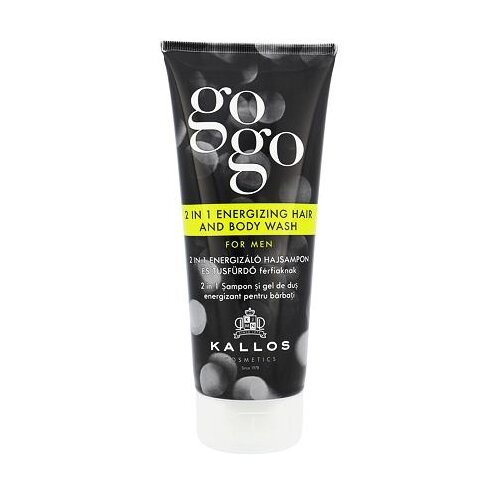 Kallos Cosmetics gogo 2 in 1 Energizing Hair And Body Wash gel za tu&amp;scaron;iranje 200 ml za mu&amp;scaron;karce Slike