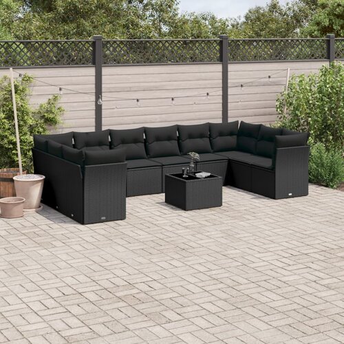  10-dijelni set vrtnih sofa s jastucima bež od poliratana Slike