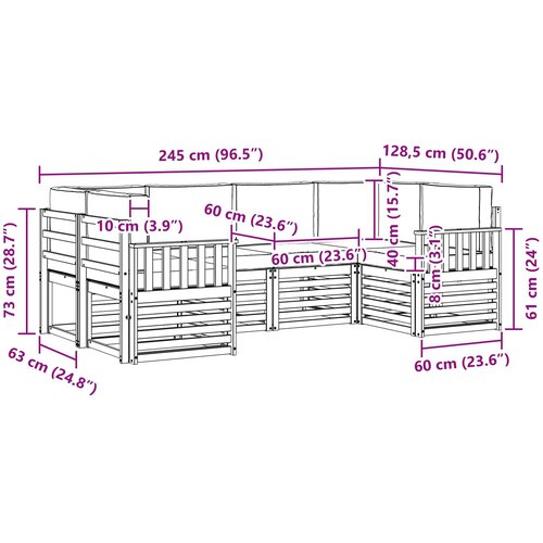  Set vanjskih sofa 6 kom. Prirodna Smeđa 245 x 128,5 x 73 cm Slike