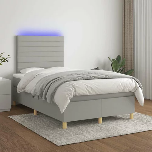  Box spring postelja z vzmetnico LED sv. siva 120x200 cm blago, (20937232)