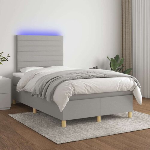  Krevet box spring s madracem LED svjetlosivi 120x200 cm tkanina Slike