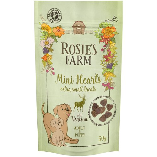 Rosie's Farm Snacks Puppy & Adult "Mini Hearts" divljač - 50 g Cijene