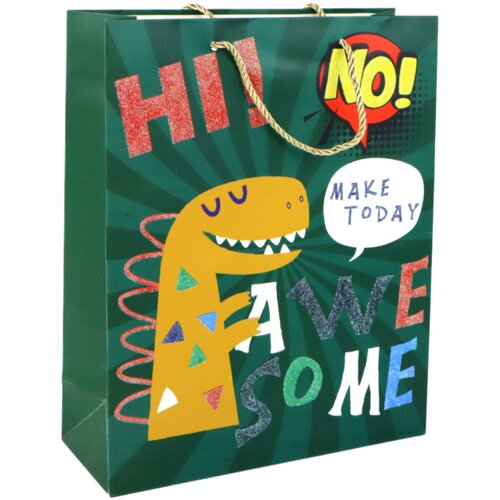 Green Dinosaur Paper Gift Bag 32cm x 26cm x 10cm Cijene