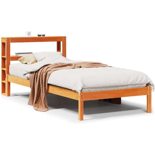 vidaXL Posteljni okvir z vzglavjem voščeno rjava 75x190 cm borovina, (21292580) Cene
