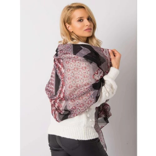 Fashion Hunters Gray and burgundy patterned shawl
