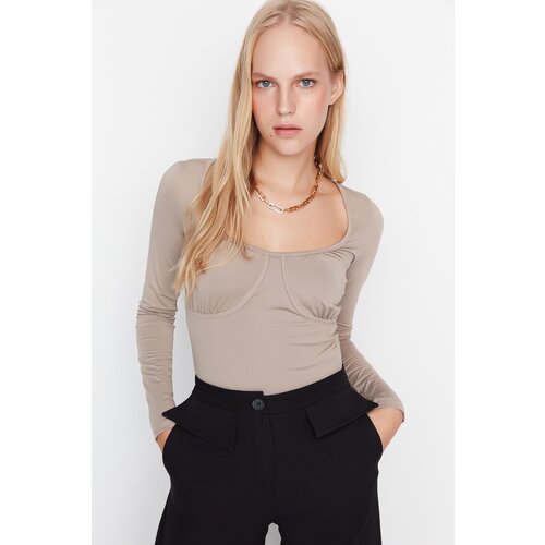 Trendyol Mink Decollete Detailed Knitted Body Slike
