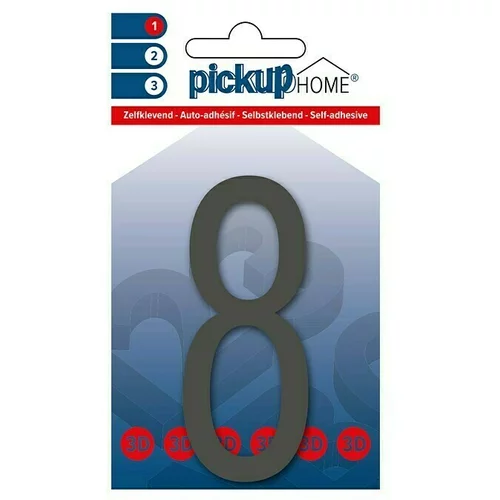 Home 3D Kućni broj Oslo (Visina: 9 cm, Motiv: 8, Sive boje, Plastika, Samoljepljivo)