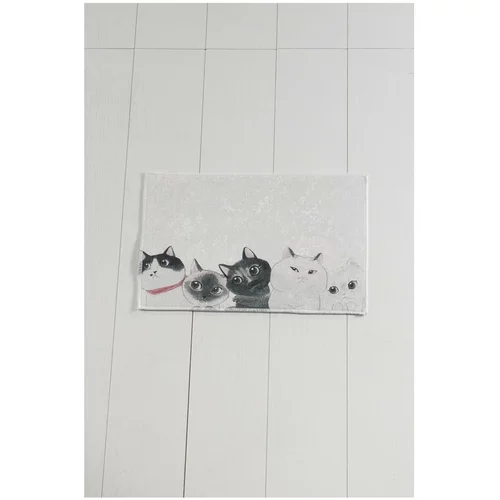 Foutastic Bijelo-sivi kupaonski otirač Lismo Cats, 60 x 40 cm